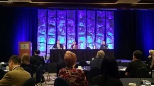 (From left to right) Frederic Khalil, former chief procurement officer for Guardian Life; Deb Stanton, executive managing director for CAPS Research; and Jay Campbell, journalist and co-founder of The Company Dime.